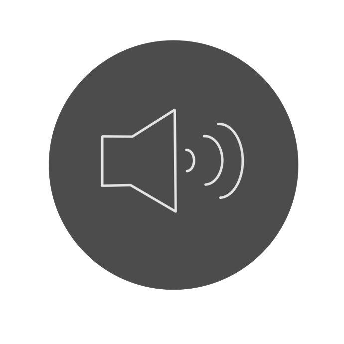 icône solution audio & vidéo gris et blanc