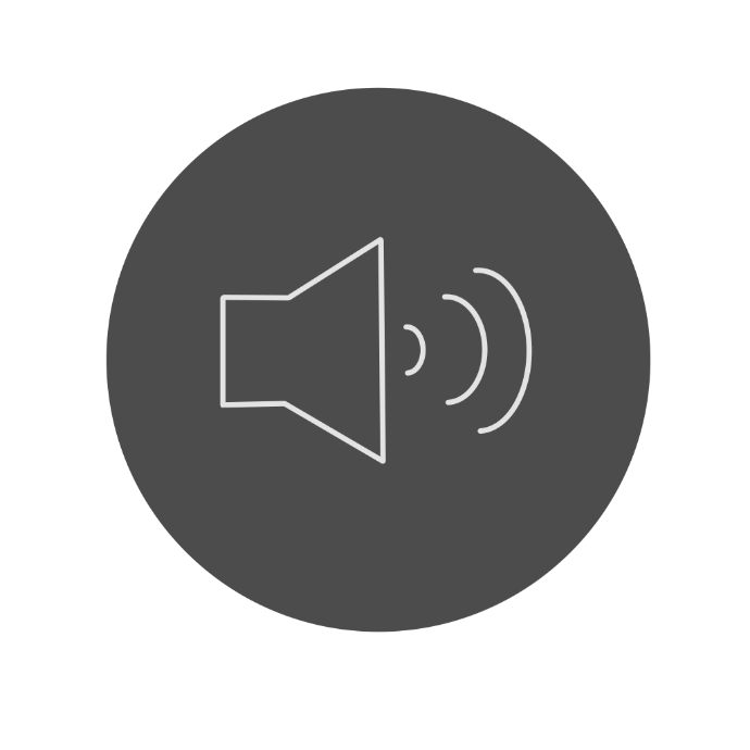 icône solution audio & vidéo icône solution audio & vidéo gris et blanc